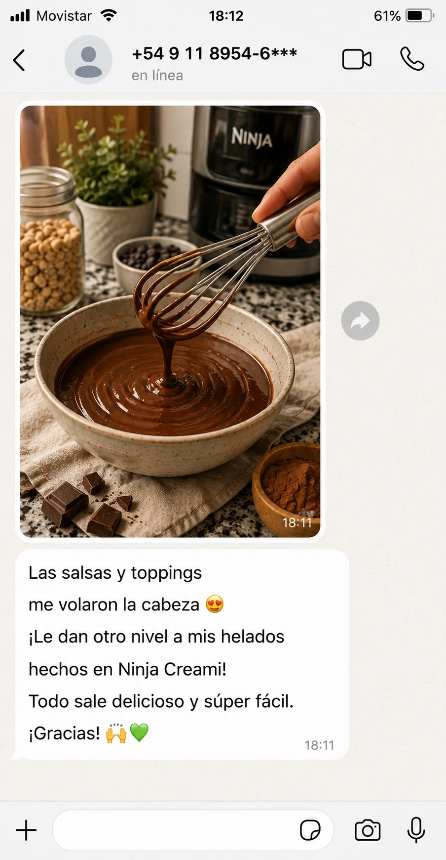 Captura de conversación de una clienta satisfecha 2