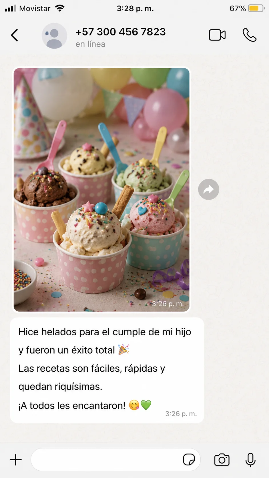 Captura de conversación de una clienta satisfecha 3