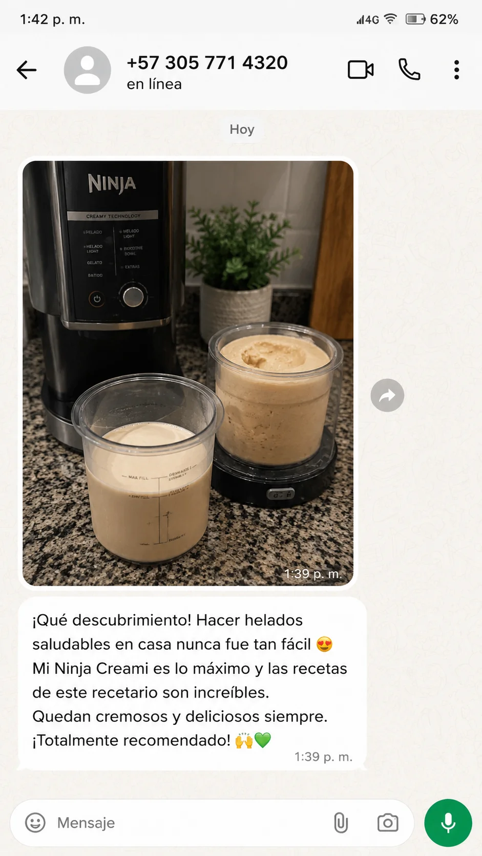 Captura de conversación de una clienta satisfecha 4